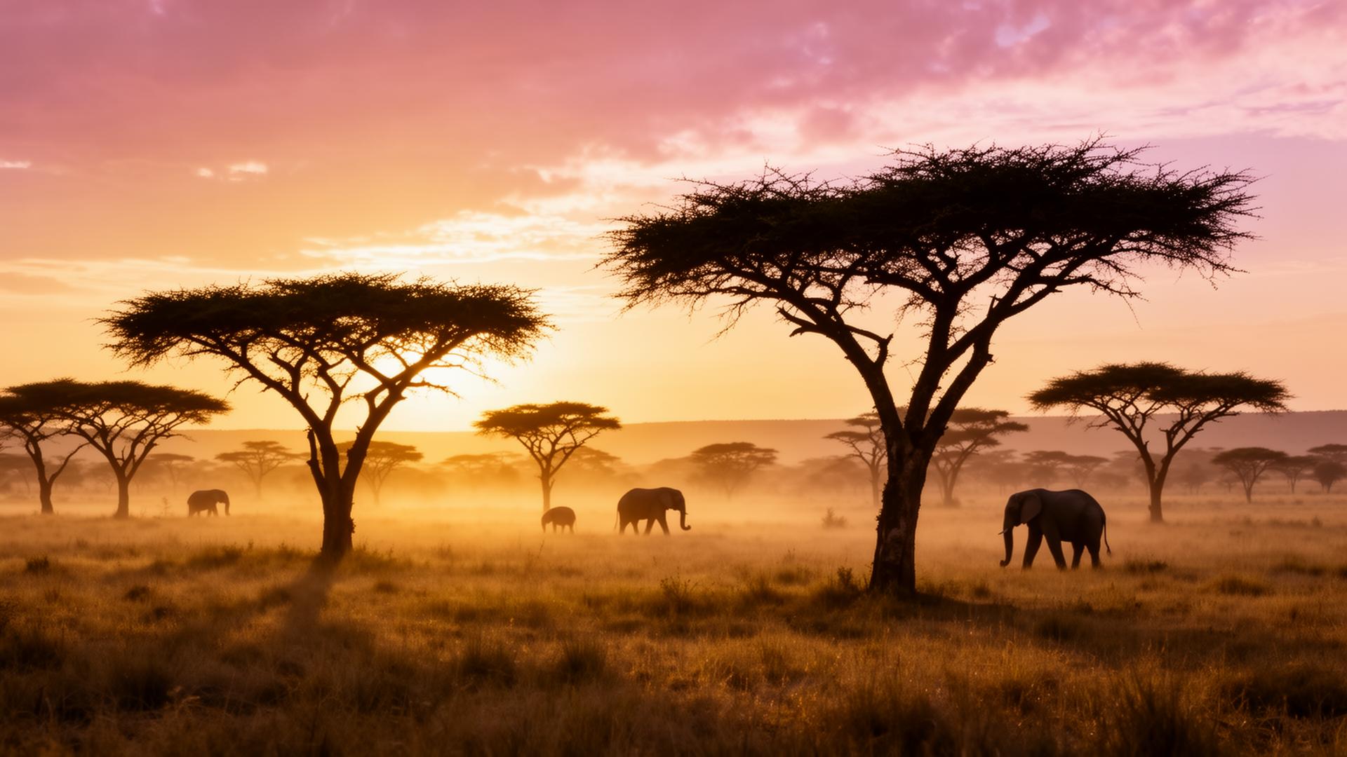 Sunrise over the African savanna